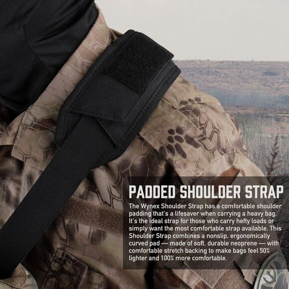 🆕 Men Black Universal Bag Strap Tactical Detachable Pad Single Shoulder Strap - Picture 5 of 7
